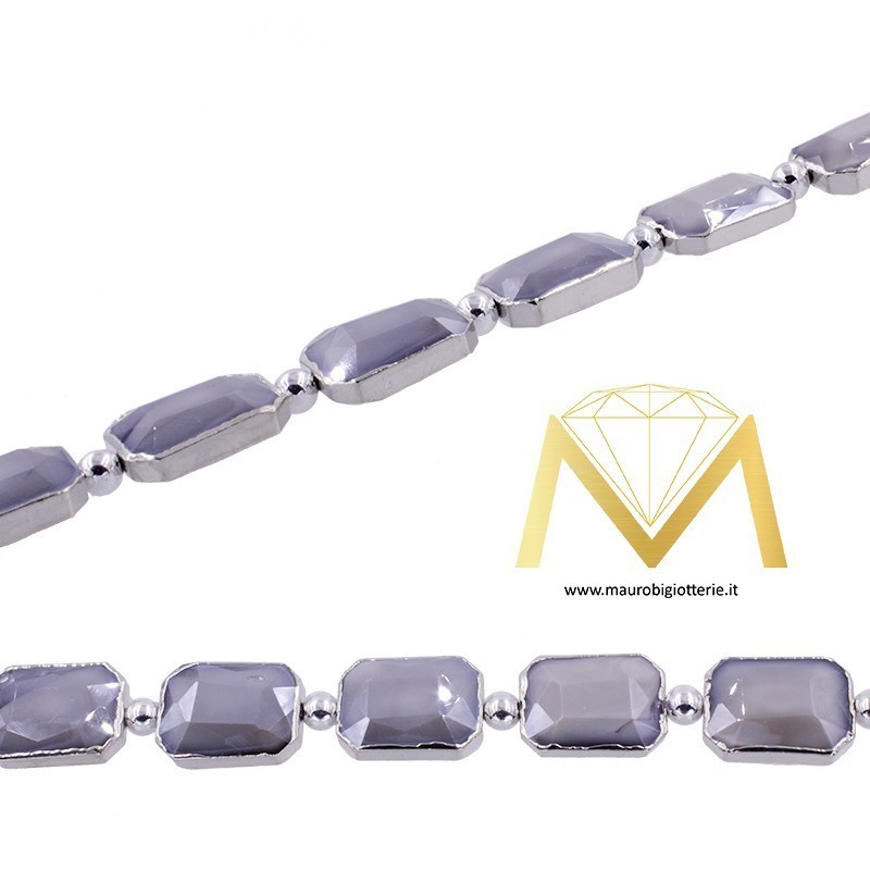 Rectangle Gray Crystal with Silver Border 10X14