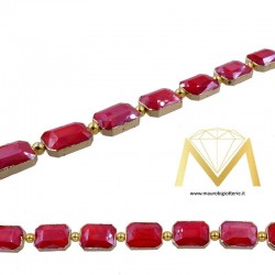 Filo di Cristallo Rettangolare Rosso Oro 10X14