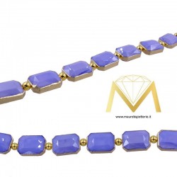 Filo di Cristallo Rettangolare Viola Oro 10X14