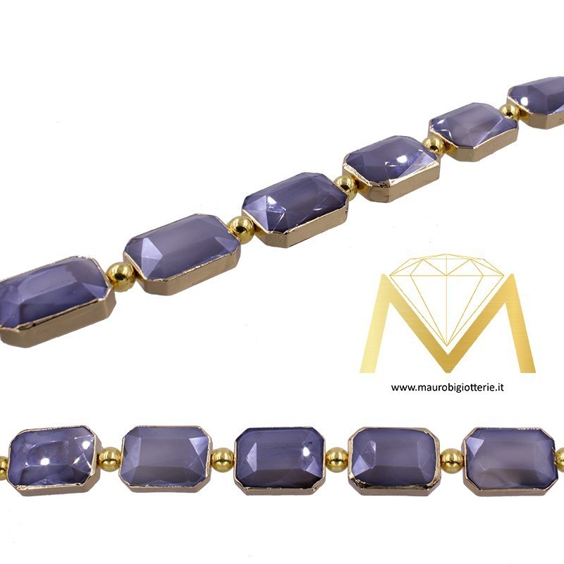 Rectangle Grey Crystal with Gold Border 10X14