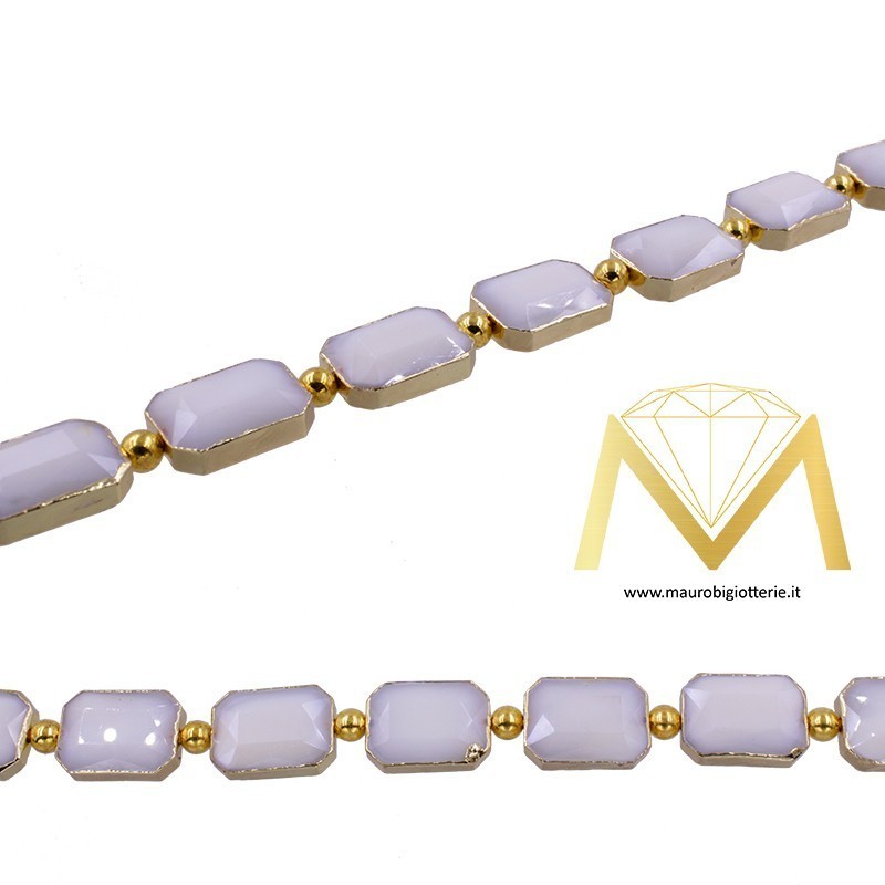 Filo di Cristallo Rettangolare Bianco Oro 10X14 Filo di Cristallo Rettangolare Bianco Oro 10X14