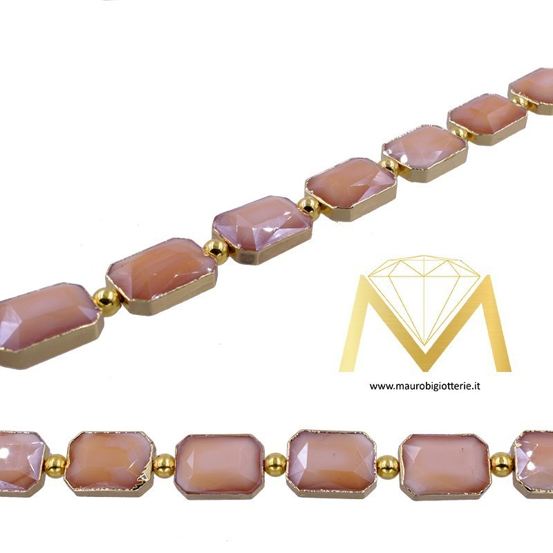 Filo di Cristallo Rettangolare Marrone Oro 10X14