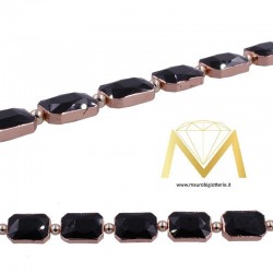 Rectangle Black Crystal with Rosegold Border 10X14
