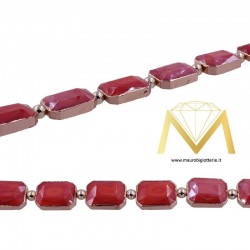 Filo di Cristallo Rettangolare Rosso - Oro Rosa 10X14