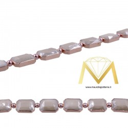 Filo di Cristallo Rettangolare Beige - Oro Rosa 10X14