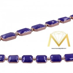 Filo di Cristallo Rettangolare Blu - Oro Rosa 10X14