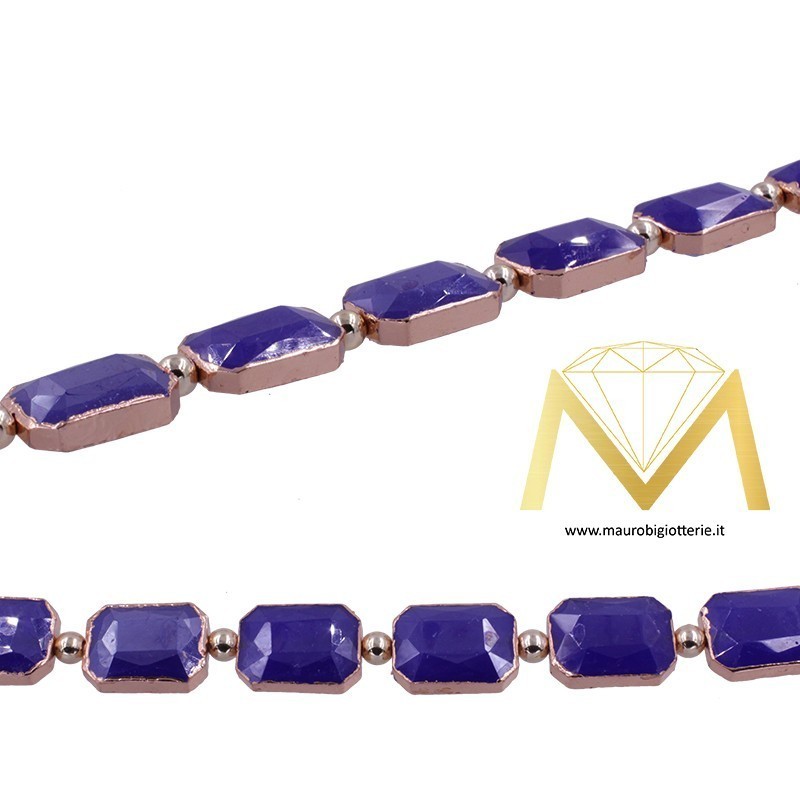 Rectangle Blue Crystal with Rosegold Border 10X14