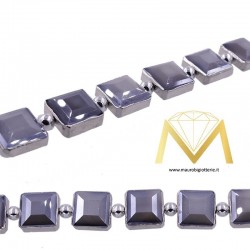 Grey Square Crystal with Silver Border