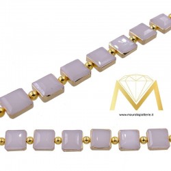 Beige Square Crystal with Gold Border