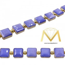 Violet Square Crystal with Gold Border