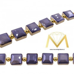 Gray Square Crystal with Gold Border