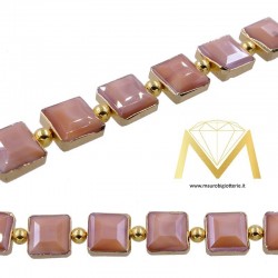 Brown Square Crystal with Gold Border
