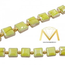 Yellow Square Crystal with Gold Border