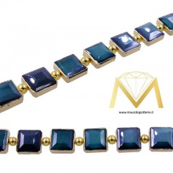 Turquoise Square Crystal with Gold Border