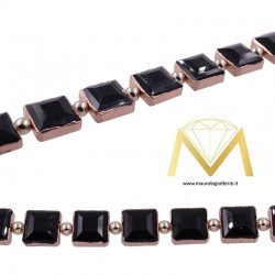Black Square Crystal with RoseGold Border