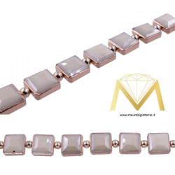 Beige Square Crystal with RoseGold Border