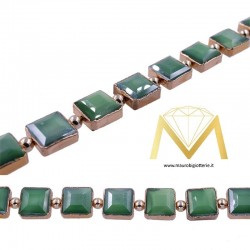 Green Square Crystal with RoseGold Border