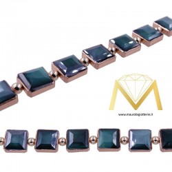 Torquoise Square Crystal with RoseGold Border
