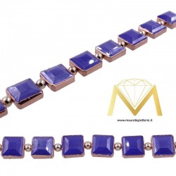 Blue Square Crystal with RoseGold Border