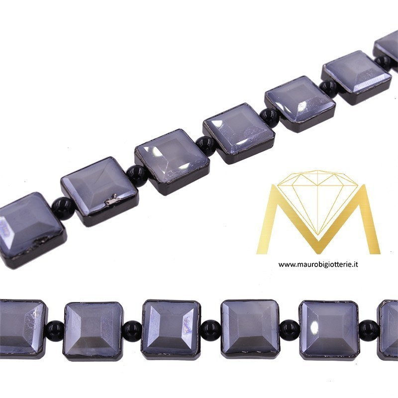 Gray Square Crystal with Black Border