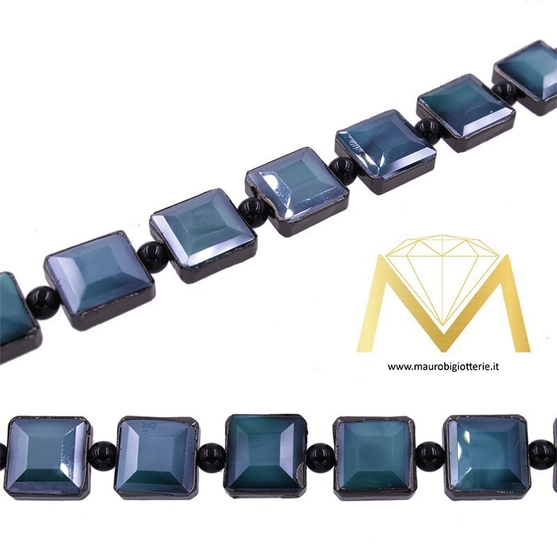 Torquoise Square Crystal with Black Border