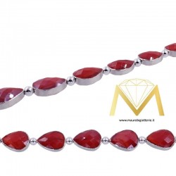 Red Drop Crystal with Silver Border