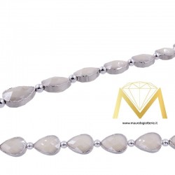 Beige Drop Crystal with Silver Border