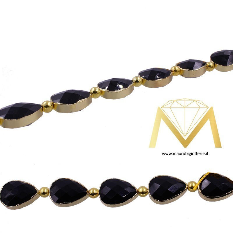 Black Drop Crystal with Gold Border