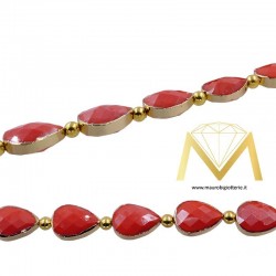 Red Drop Crystal with Gold Border