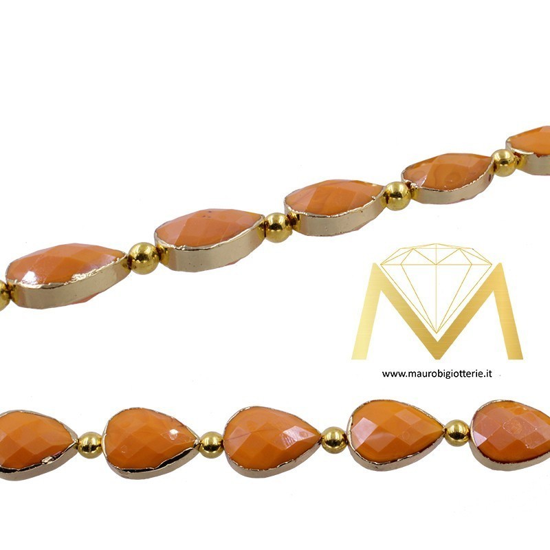 Brown Drop Crystal with Gold Border