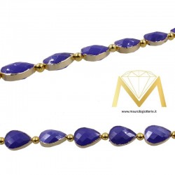 Blue Drop Crystal with Gold Border