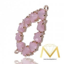 Big Pink Droplet Pendant with Cat's Eye and Zircon