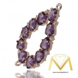 Big Violet Droplet Pendant with Cat's Eye and Zircon