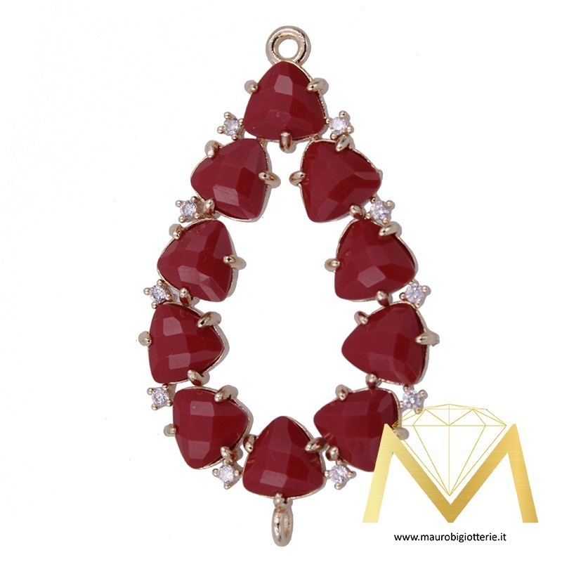 Big Bordeux Droplet Pendant with Cat's Eye and Zircon