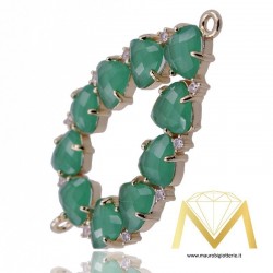 Ciondolo Goccia Grande Verde Chiara con Occhio di Gatto