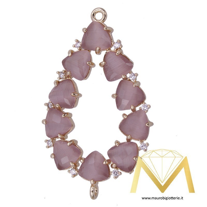 Ciondolo Goccia Grande Pesca con Occhio di Gatto