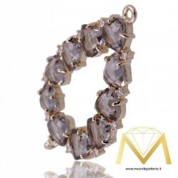 Ciondolo Goccia Grande Grigio Trasparente con Occhio di Gatto