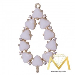 Big White Droplet Pendant with Cat's Eye and Zircon