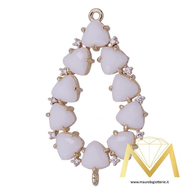 Big White Droplet Pendant with Cat's Eye and Zircon