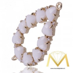 Big White Droplet Pendant with Cat's Eye and Zircon