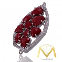 Polygon Bordeux Pendant with Cat's Eye and Zircon