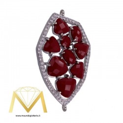 Polygon Bordeux Pendant with Cat's Eye and Zircon