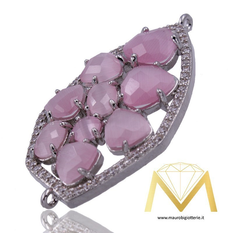 Polygon Pink Pendant with Cat's Eye and Zircon