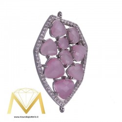 Polygon Pink Pendant with Cat's Eye and Zircon