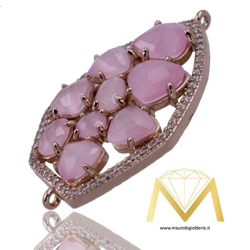 Polygon Pink Pendant with Cat's Eye and Rosegold lining