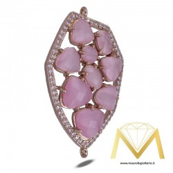 Polygon Pink Pendant with Cat's Eye and Rosegold lining