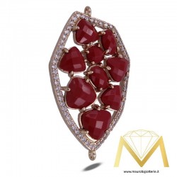 Polygon Bordeux Pendant with Cat's Eye and Rosegold lining