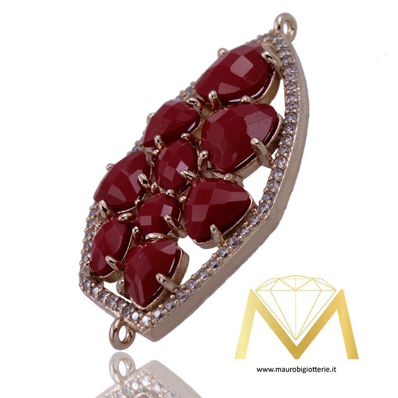 Polygon Bordeux Pendant with Cat's Eye and Rosegold lining