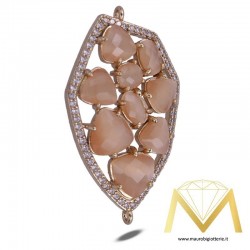 Polygon Beige Pendant with Cat's Eye and Rosegold lining