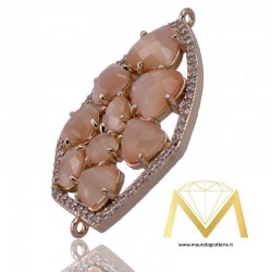 Polygon Beige Pendant with Cat's Eye and Rosegold lining